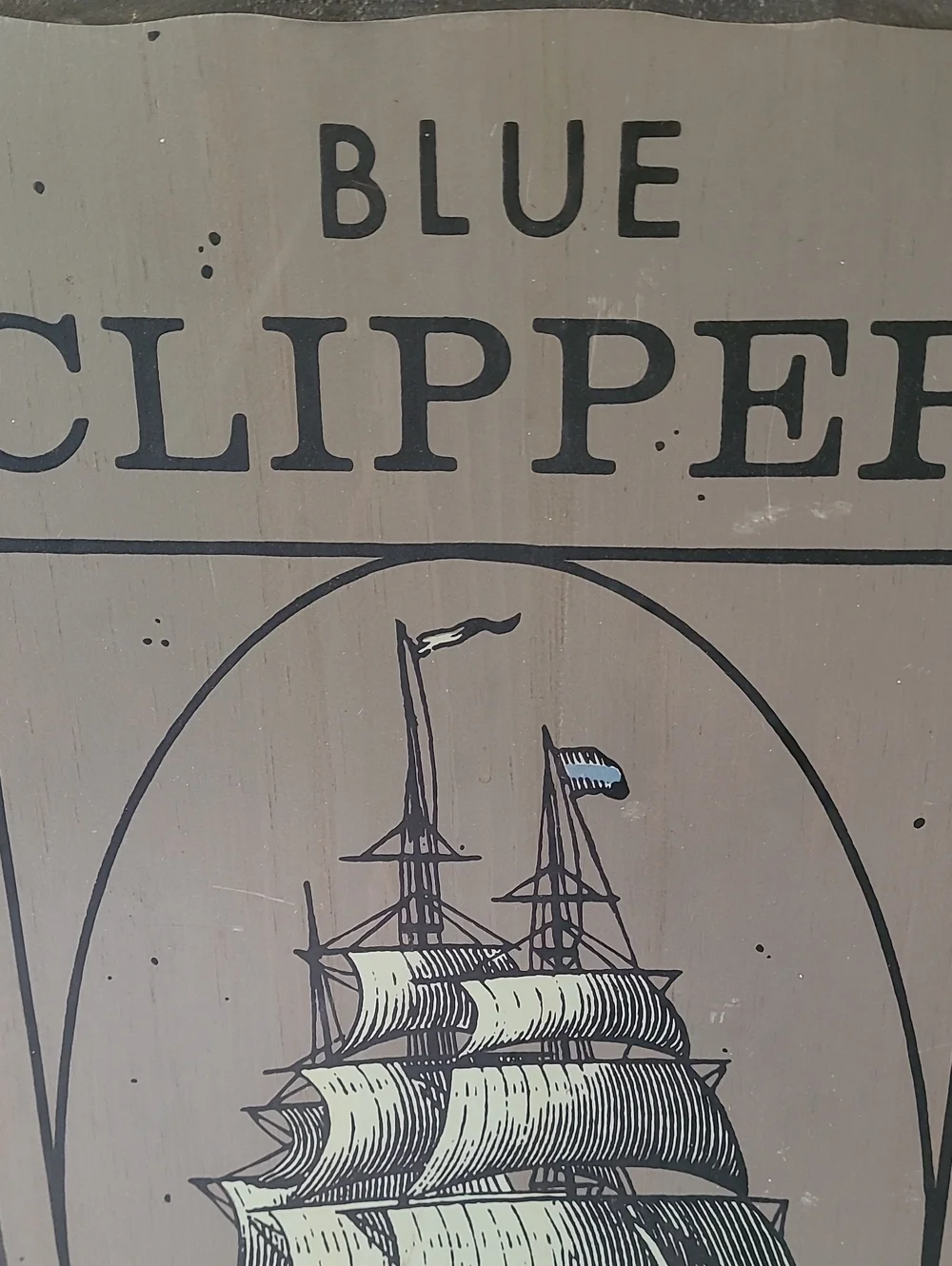 Blue Clipper Tavern Wall Art - Blue and Gray Nautical Sign 11x25